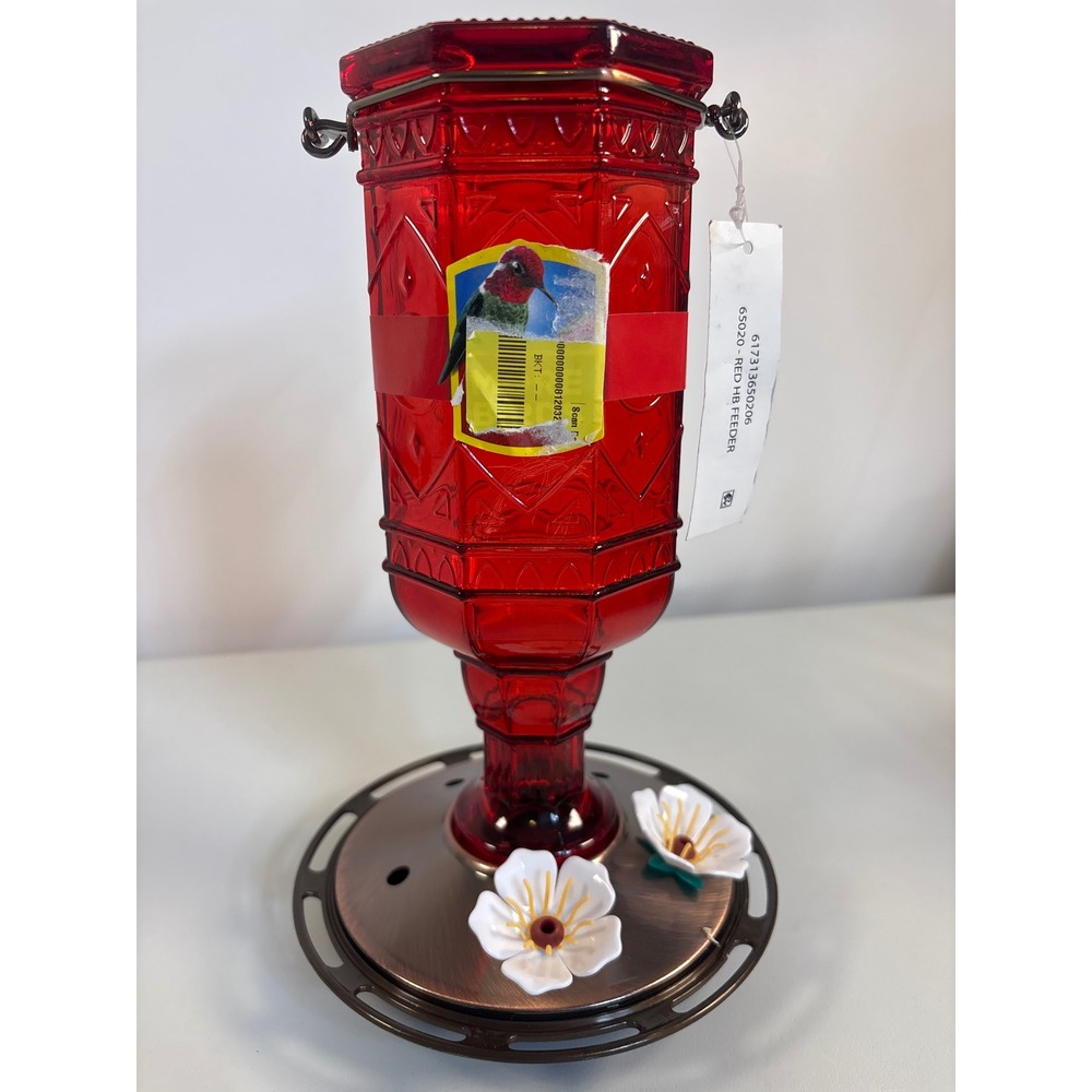 More Birds Red Jewel Hummingbird Feeder 20 oz Glass Bottle 65020